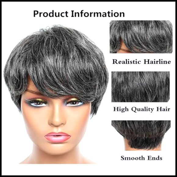 Short Layered Pixie Cut Human Hair Wig Glueless Lace Front 180 Density